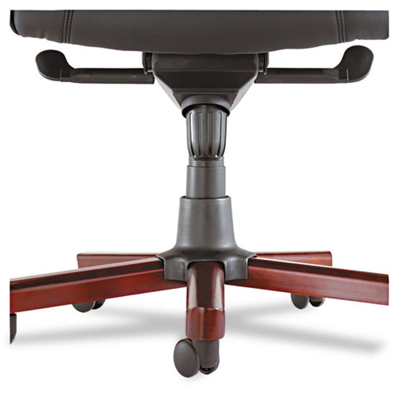 Madaris High-Back Tilt Chair with Wood Trim, Mahogany w/Black Leather