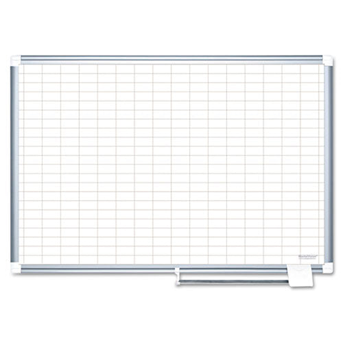 Magnetic Dry-Erase Planning Board w/ 1" x 2" Grid, Aluminum Frame
