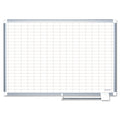 Magnetic Porcelain Dry-Erase Board w/ 1" x 2" Grid, Aluminum Frame