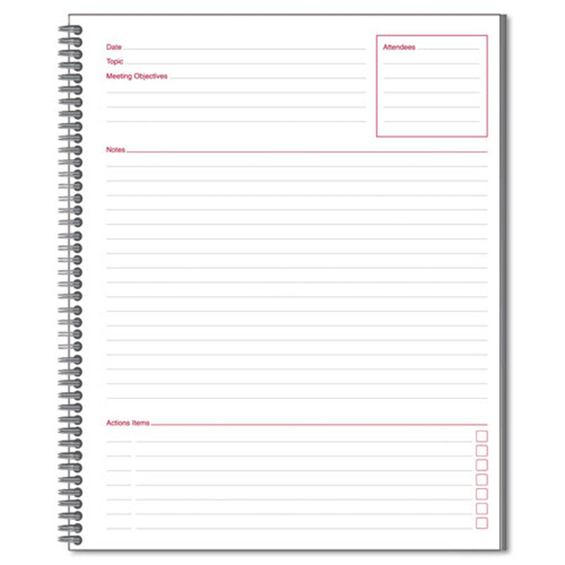 Meeting Notebook, 8 7/8" x 11", Legal Rule, 80 sheets, Black