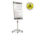Mobile Magnetic Dry-Erase Easel, 27"w x 41"h, w/ Brushed Silver Frame