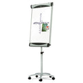 Mobile Magnetic Dry-Erase Easel, 27"w x 41"h, w/ Brushed Silver Frame