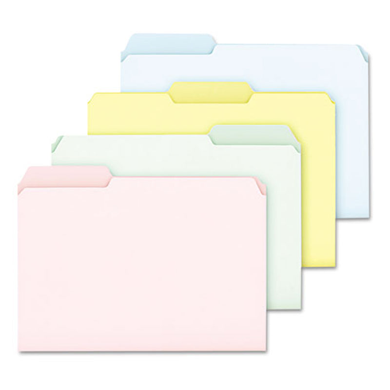 Pendaflex Pastel Color File Folders 1/3 Cut Top Tab Letter Assorted 100/Box