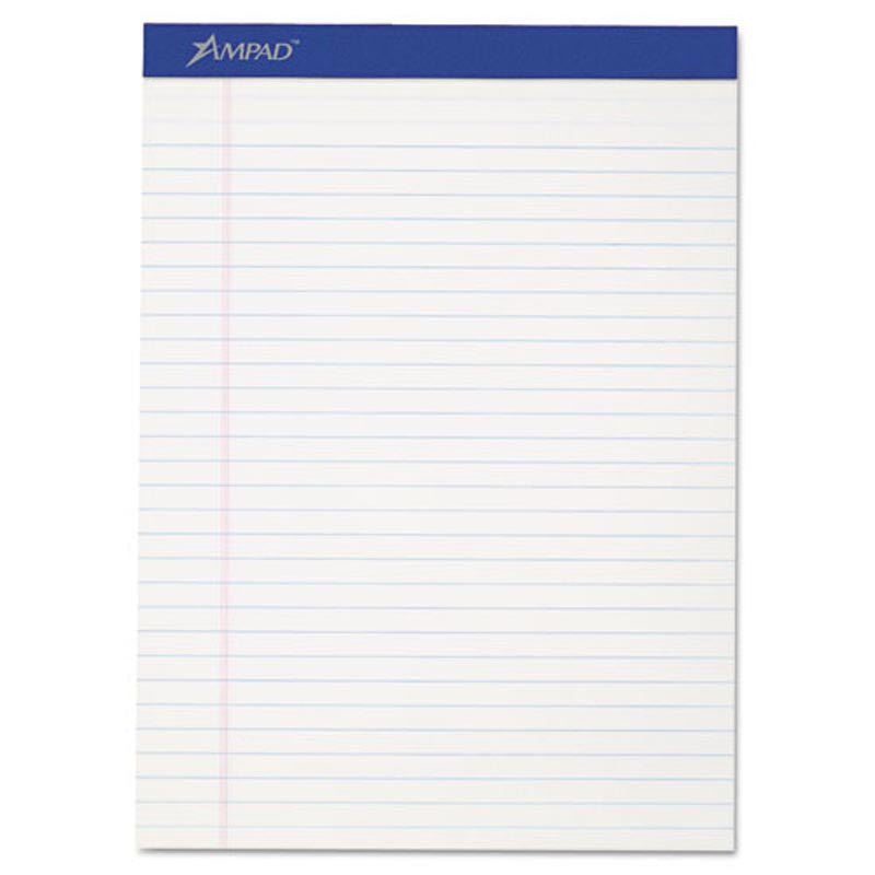 Perforated Writing Pads, Wide Rule, Letter Size, 16# Paper (12-pack, 50 sheet pads)