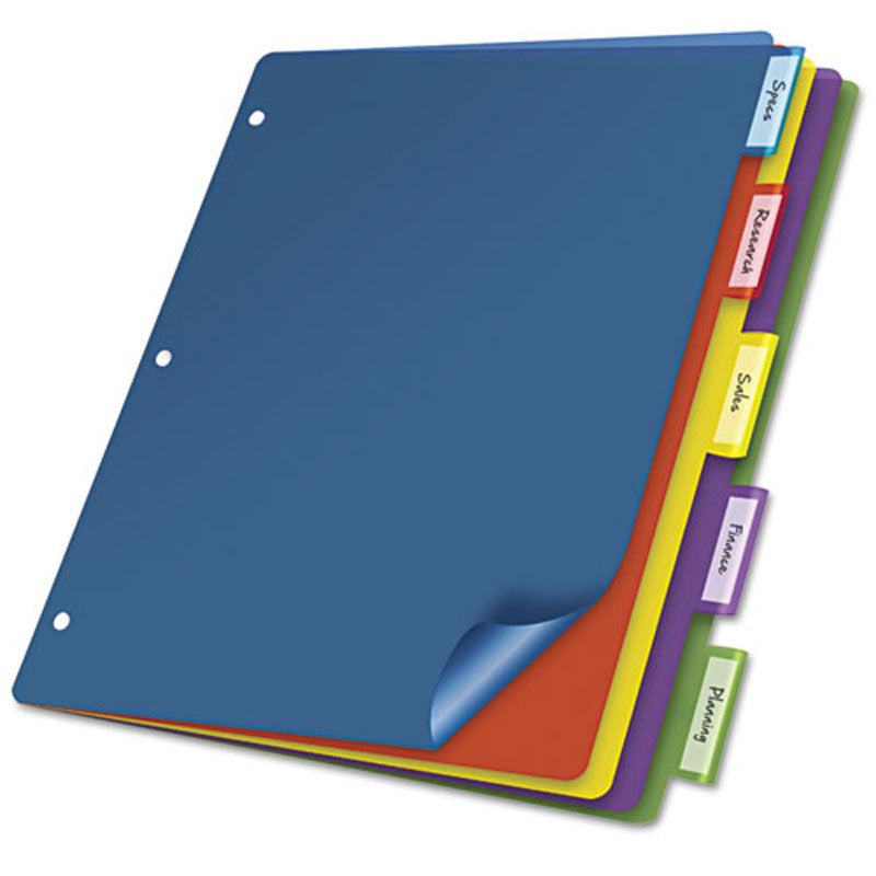 Avery Clear Easy View Durable Plastic Dividers For 3 Ring Binders 8 12 x 11  5 Tab Bright Multicolor 1 Set - ODP Business Solutions