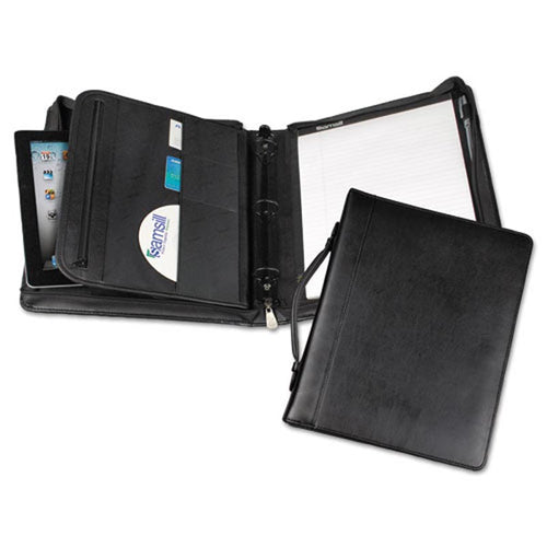 Regal Zip Binder Portfolio, Black Leather