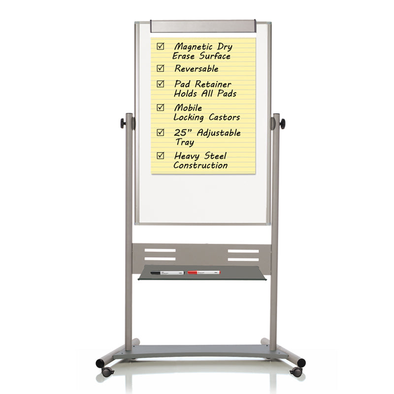 Revolver Reversible Mobile Easel, 36"w x 48"h, w/ Aluminum Frame