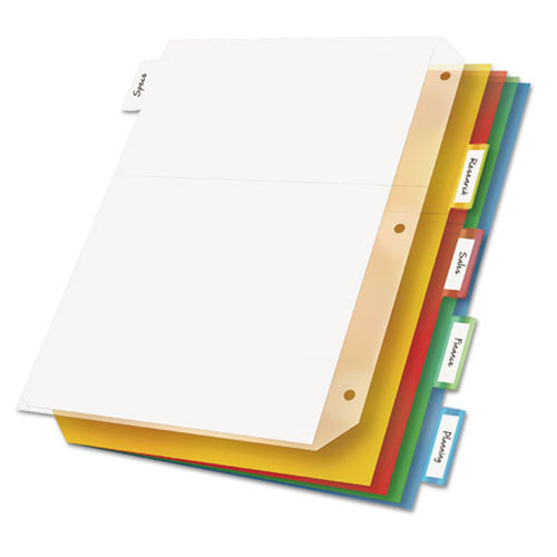 Ring Binder Divider Pockets w/ Index Tabs, 8 1/2" x 11", Assorted (set of 5)