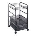 Deskside Mobile Hanging File Cart w/two Storage Drawers, 15 3/4"w x 27"h x 17"d, Black