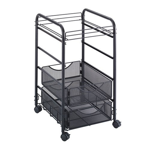 Deskside Mobile Hanging File Cart w/two Storage Drawers, 15 3/4"w x 27"h x 17"d, Black