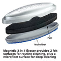 Premium Magnetic 3-in-1 Glass Board Eraser, Silver