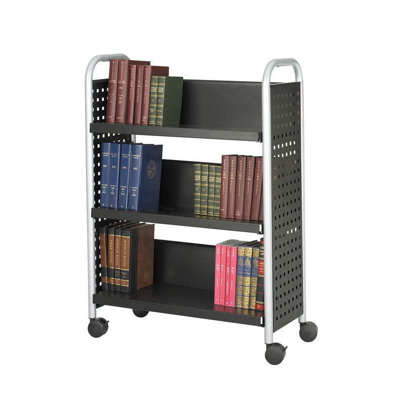 Single Sided 3 Shelf Book Cart