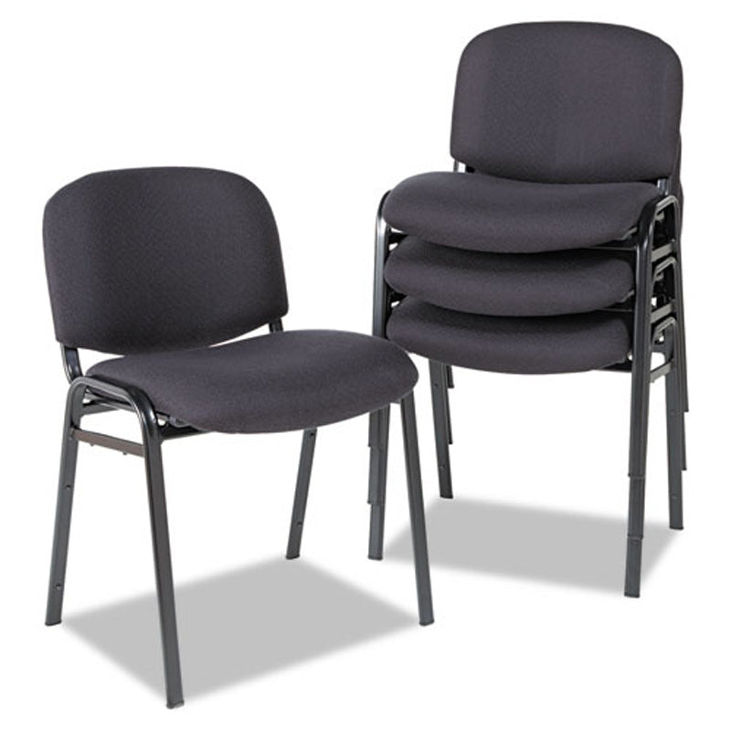 Sorrento Stacking Guest Chair, Black w/Black Faux Leather (set of 4 chairs)