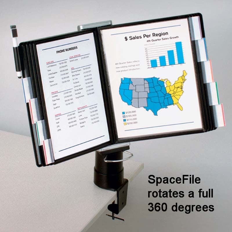 SpaceFile™ 20-Pocket Clamp-on Desktop Reference Organizer