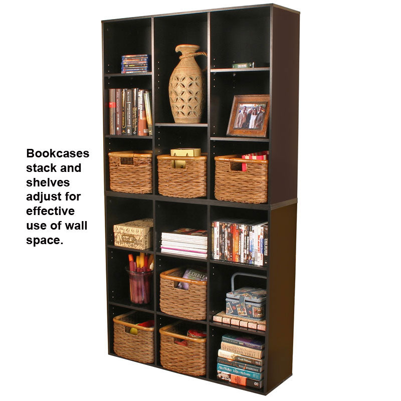 Stackable Bookcases with Adjustable Shelves