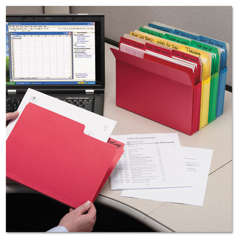 Supertab Heavyweight Folders with X-tra Large Label Area, 3rd-Cut, Assorted (box of 50)