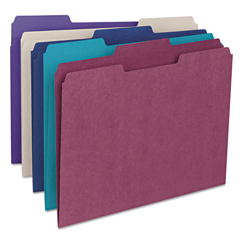 Supertab Heavyweight Folders with X-tra Large Label Area, 3rd-Cut, Assorted (box of 50)