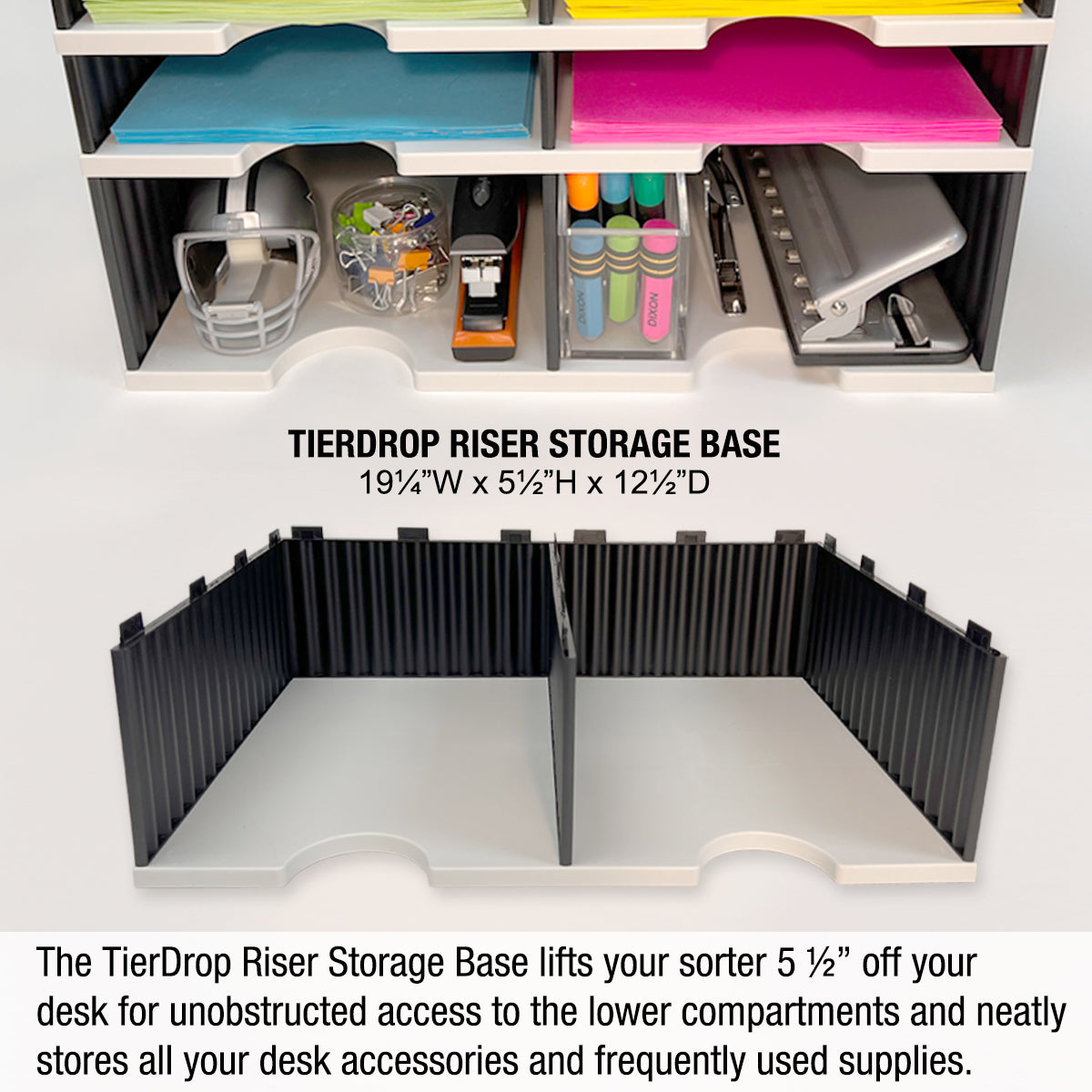 Letter Tray Removable Risers Desktop Organizer 10 Letter Tray Sorter Plus Riser Base, 2 Supply & 2 ...
