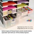 Ultimate Office TierDrop Desktop Organizer 10 Letter Tray Compartment Sorter for Forms, Mail, and Classroom, Plus a Riser Storage Base for Easy Access to Lower Slots, Desk Accessories & Supplies