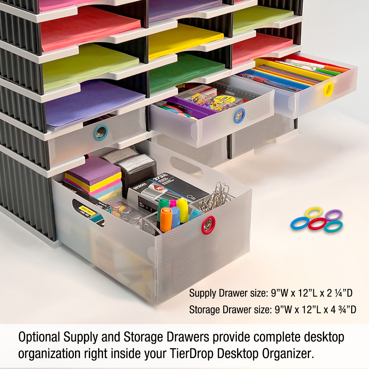 TierDrop Desktop Organizer 6 Letter Tray Compartment Sorter