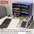 Desktop Organizer 6 Letter Tray Sorter Plus Riser Storage Base & 2 Supply Drawers - TierDrop™ Plus Stores All of Your Documents & Supplies in Clear View & Within Arm's Reach Using Minimal Desk Space