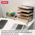 Desktop Organizer 9 Letter Tray Sorter PLUS Riser Base, 3 Supply & 3 Storage Drawers - TierDrop™ PLUS Stores All of Your Documents & Supplies in Clear View & Within Arm's Reach Using Minimal Desk Space