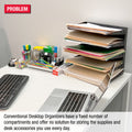 Desktop Organizer 9 Letter Tray Sorter Plus Riser Storage Base & 3 Supply Drawers - TierDrop™ Plus Stores All of Your Documents & Supplies in Clear View & Within Arm's Reach Using Minimal Desk Space