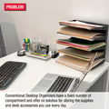 Desktop Organizer 8 Letter Tray Sorter Plus Riser Storage Base & 2 Supply Drawers - TierDrop™ Plus Stores All of Your Documents, Files, Forms & Frequently Used Supplies in One Compact Modular System