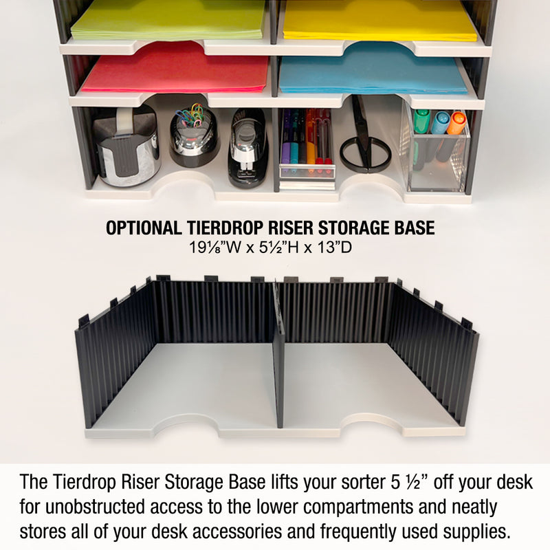 Desktop Organizer 6 Letter Tray Sorter with 2 Supply Drawers - TierDrop™ Organizers Keep All of Your Documents, Files and Frequently Used Supplies at Your Fingertips in One Compact, Modular System