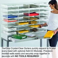 Ultimate Office TierDrop Crystal Clear Literature Organizer, Forms, Mail, Classroom Sorter. 55 Compartment (5w x 11h) With Optional Add-On Tiers for Easy Expansion