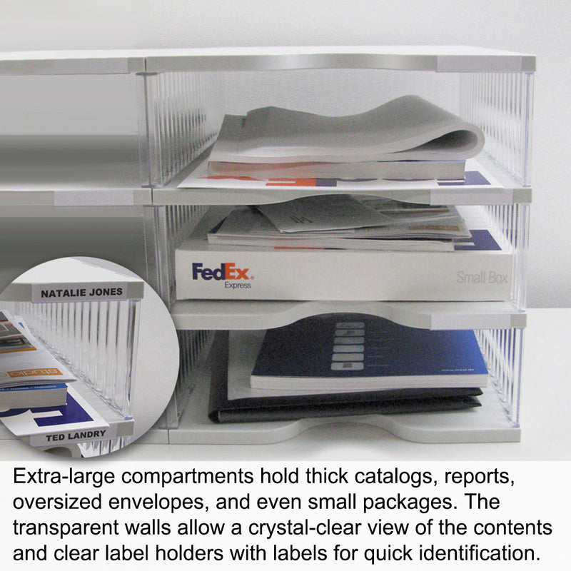 Ultimate Office TierDrop Crystal Clear Literature Organizer, Forms, Mail, Classroom Sorter. 55 Compartment (5w x 11h) With Optional Add-On Tiers for Easy Expansion
