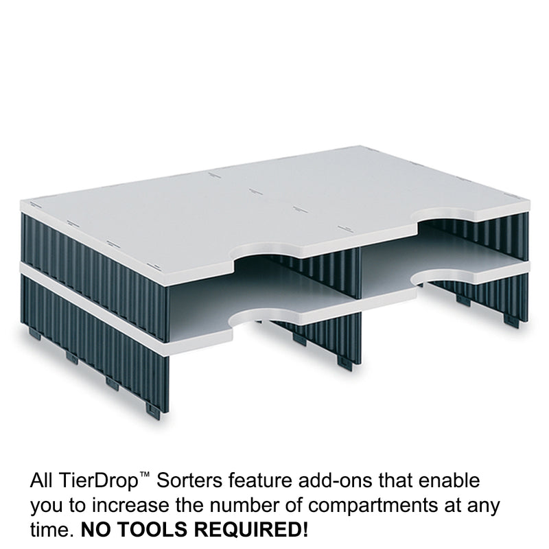 Ultimate Office TierDrop™ Desktop Organizer/Forms Sorter, 4-Compartments with 2 Storage Drawers with Dividers, and Optional Add-On Tiers for Easy Expansion - Lifetime Guarantee!