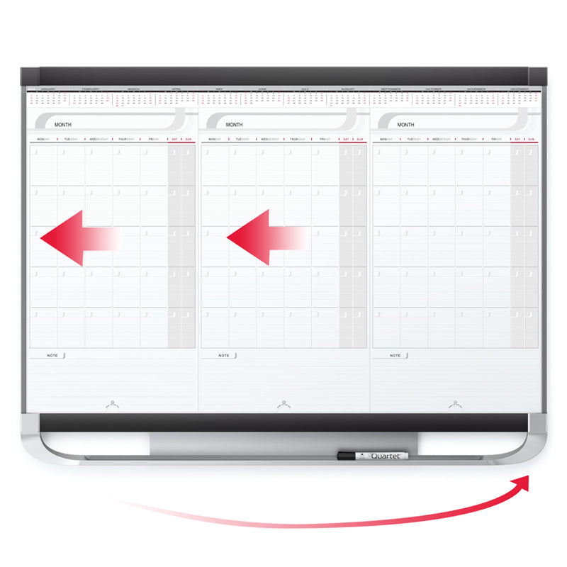 Total Erase Sliding 3-Month Planner, 36" x 24" w/ Graphite Accents