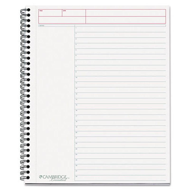 Wirebound Business Notebook (Action Planner), 8 7/8" x 11", Wide Rule, 80 sheets, Black