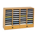 Wood 32-Compartment Literature Organizer w/ 2 Storage Drawers