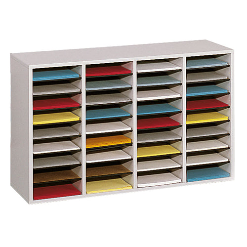 Wood 36-Compartment Adjustable Literature Organizer