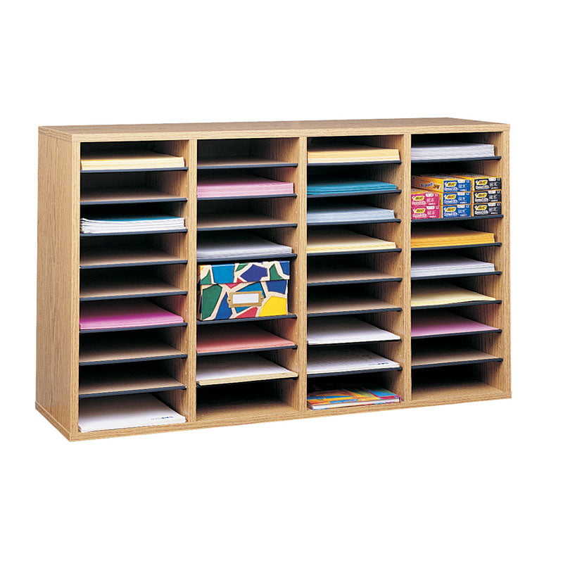 Wood 36-Compartment Adjustable Literature Organizer