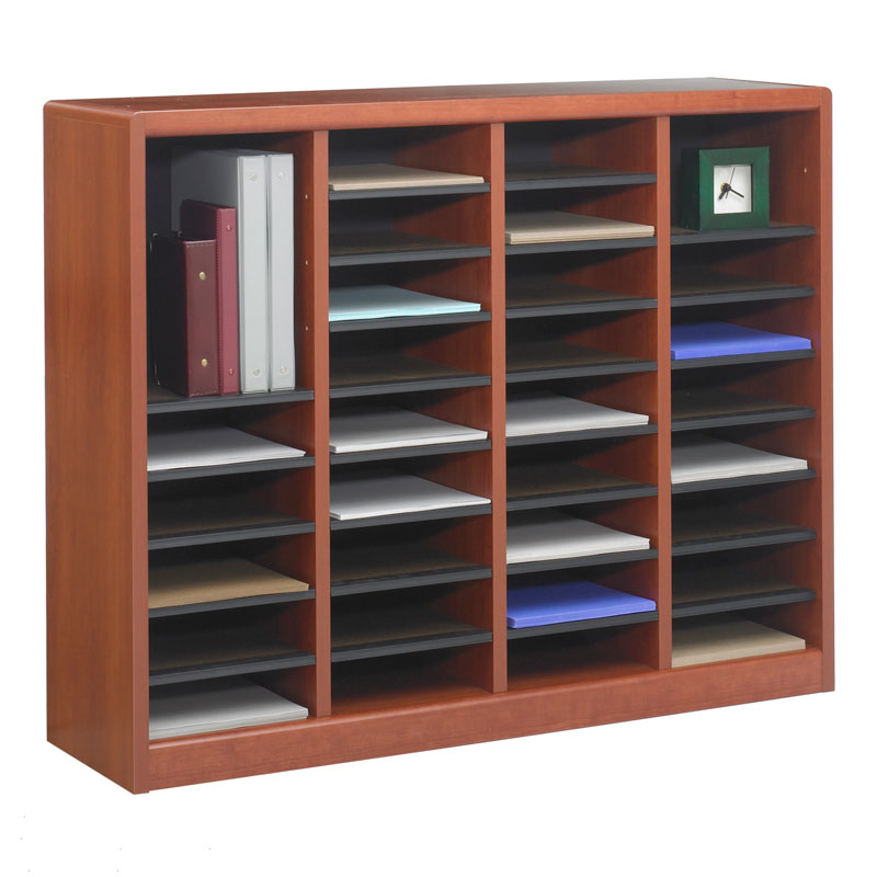 Safco Products Wood Adjustable Literature Organizer, 24 Compartment, 9423MO, Medium Oak