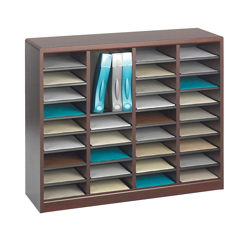 Wood 36-Compartment Literature Organizer