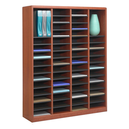 Wood 60-Compartment Literature Organizer