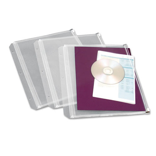 Zippered Binder Pockets, 8 1/2" x 11", Clear (set of 3)