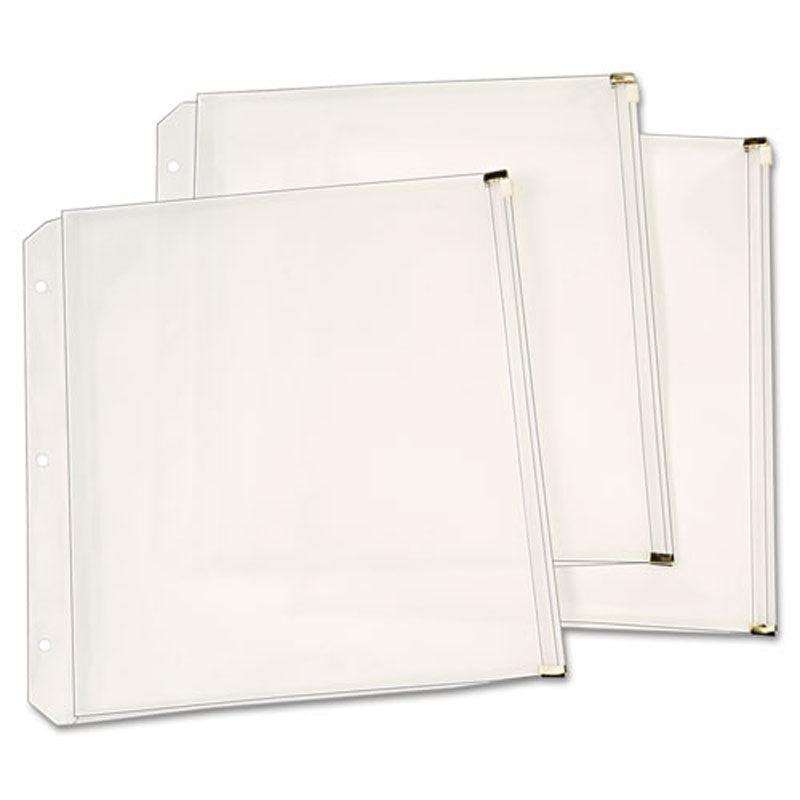 Zippered Binder Pockets, 8 1/2" x 11", Clear (set of 3)