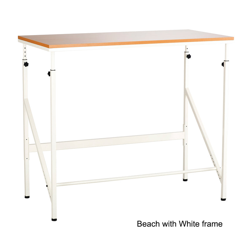 Adjustable-Height Standing Desk, Beech w/ White
