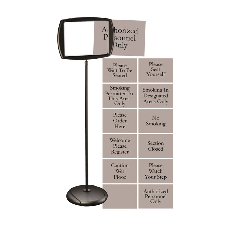 Adj Rectangular Floor Sign w/12 Printed Inserts, Blk | Ultimate Office