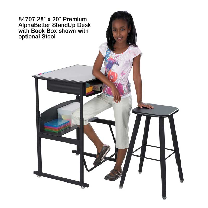 AlphaBetter Stand-Up Desk with Book Box, Premium Top, Gray