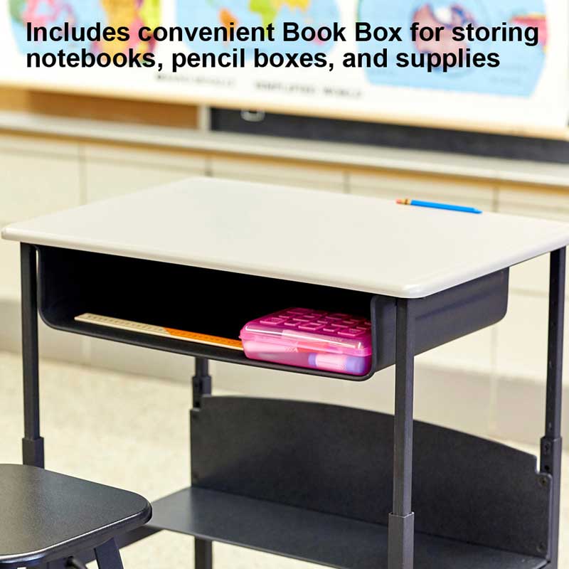 AlphaBetter Stand-Up Desk with Book Box, Premium Top, Gray