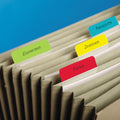 Angled Hanging File Tabs, 2" x 1 1/2", Assorted Solid Colors (24)(6 Aqua, Lime, Red, Yellow)