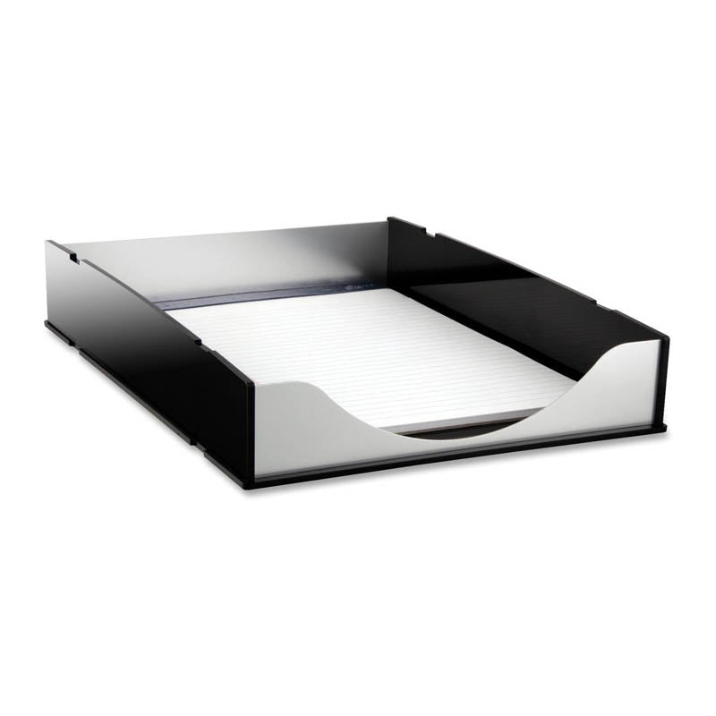 Black Acrylic & Aluminum Letter Tray, Black w/ Aluminum