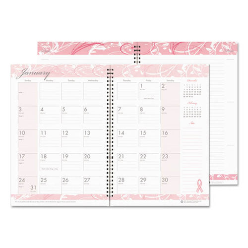 Breast Cancer Awareness Monthly Planner/Journal, 7" X 10", Pink, 2024