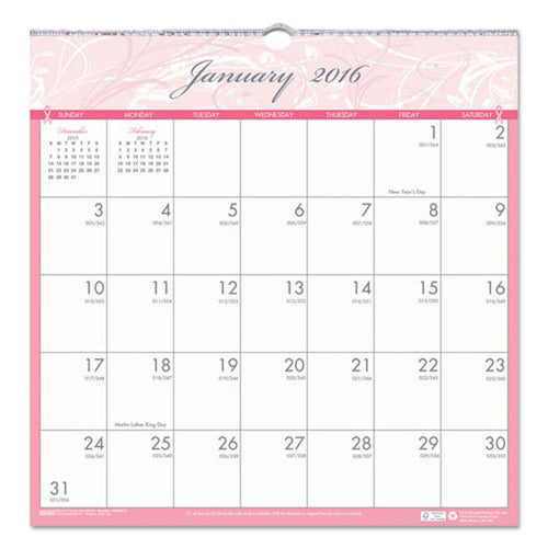 Breast Cancer Awareness Monthly Wall Calendar, 2026